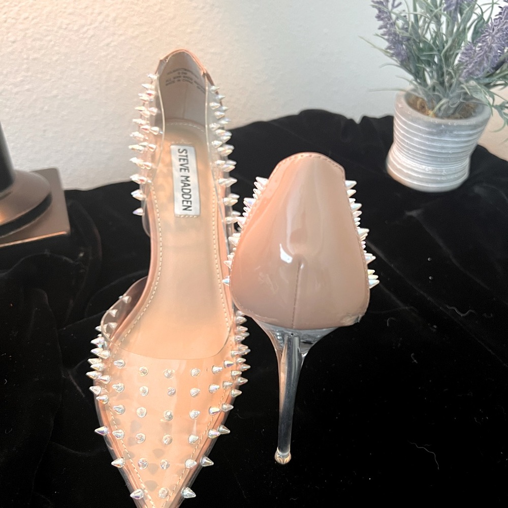 Steve Madden Transparent Crystal Spike Pointed-Toe Stiletto Pumps – Size 6.5 ✨💄 - Picture 9 of 16